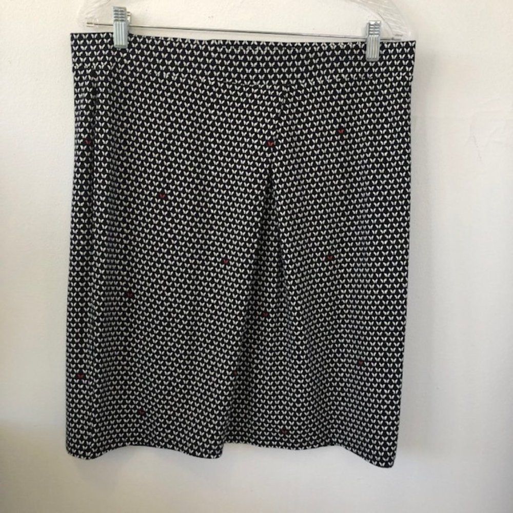 J Jill Wearever Collection Black/White Knit Skirt‎ Sz M - EUC